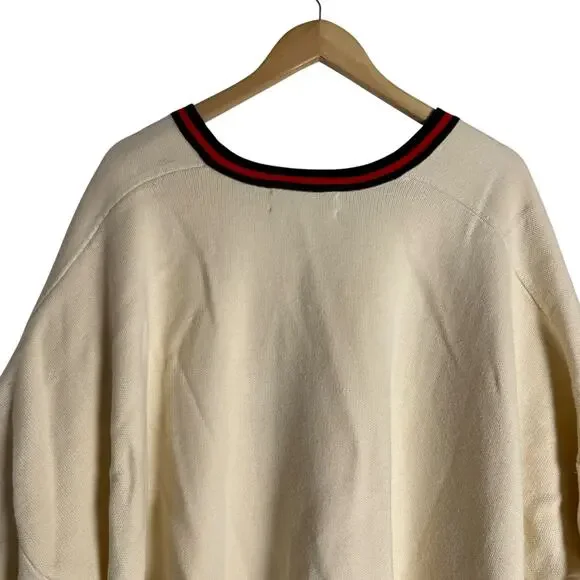Tuckernuck Camden Ivory Striped V-Neck Soft Knit Poncho Cape Sweater One Size - Picture 12 of 15